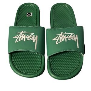 Nike Benassi X Stussy Men's Size 11 Sandals Slides Pine Green